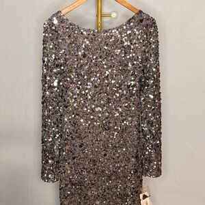 ✨ Aidan Mattox Sequin Mini Dress | Long Sleeve Party NYE ✨